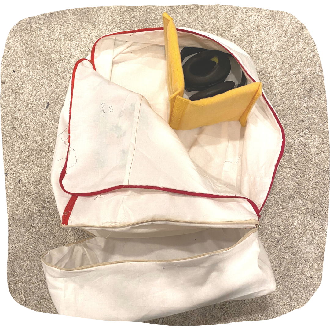 Image of the fabric prototype, unzipped
